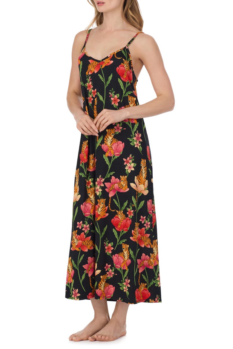 Floral Nightgown, Alternate, color, BLKGRD FLR