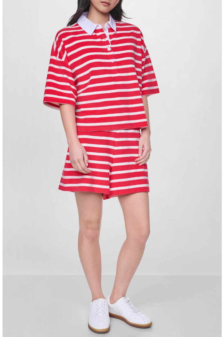 Stripe Terry Polo, Alternate, color, PUNCH/ EGGN
