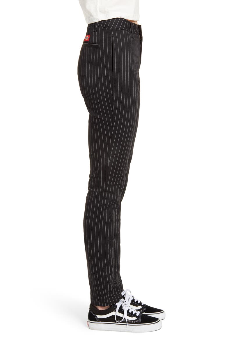 Pinstripe Four Pocket Stretch Cotton Pants, Alternate, color, BLACK