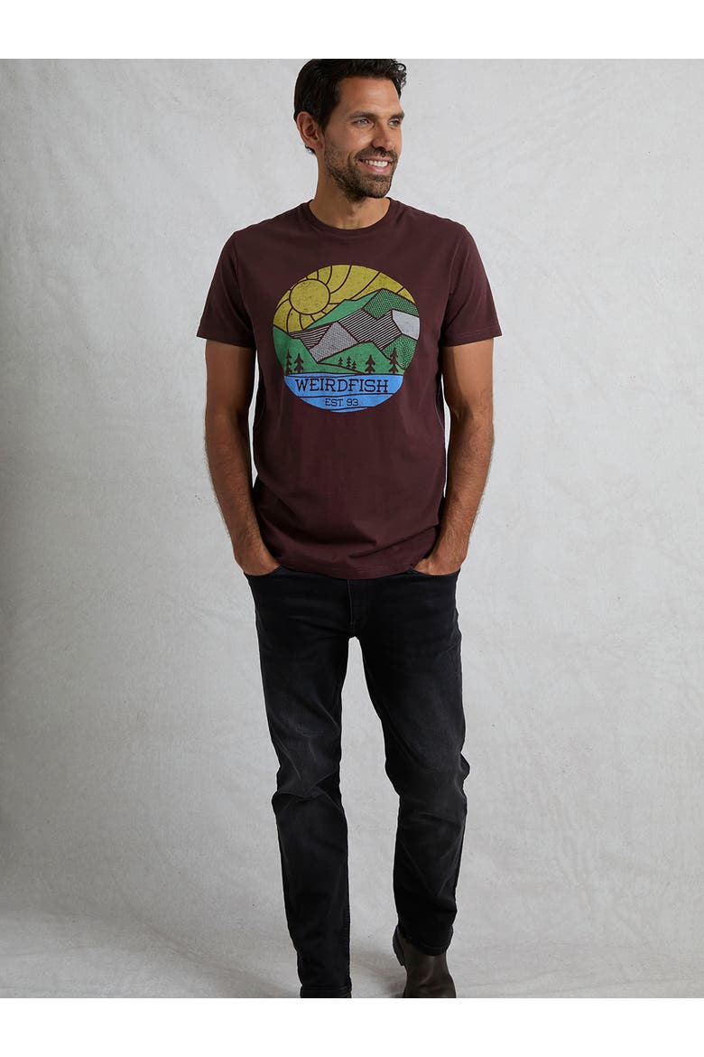 Foothills Front Print T-Shirt, Alternate, color, Mulled Wine