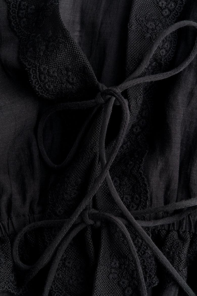 Ruffle-trimmed Blouse, Alternate, color, Black