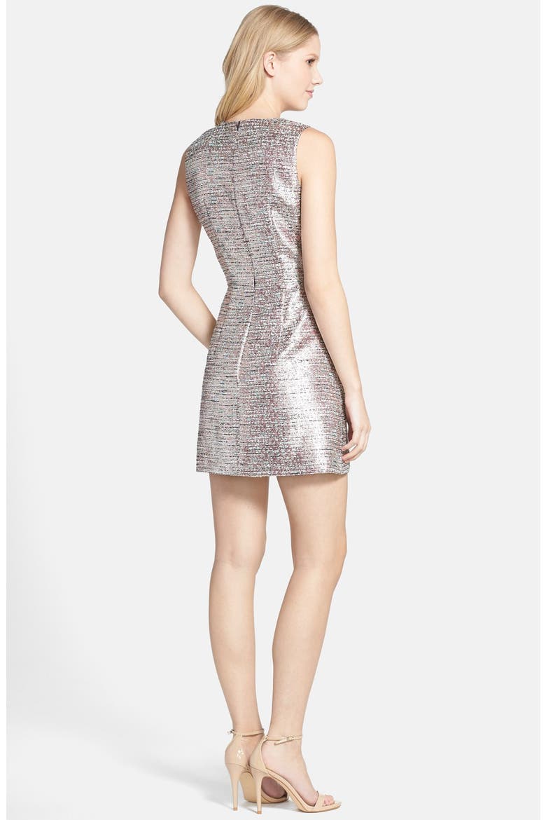 'Sunlight Summer' Metallic Tweed Fit & Flare Dress, Alternate, color, BLUE COMBO
