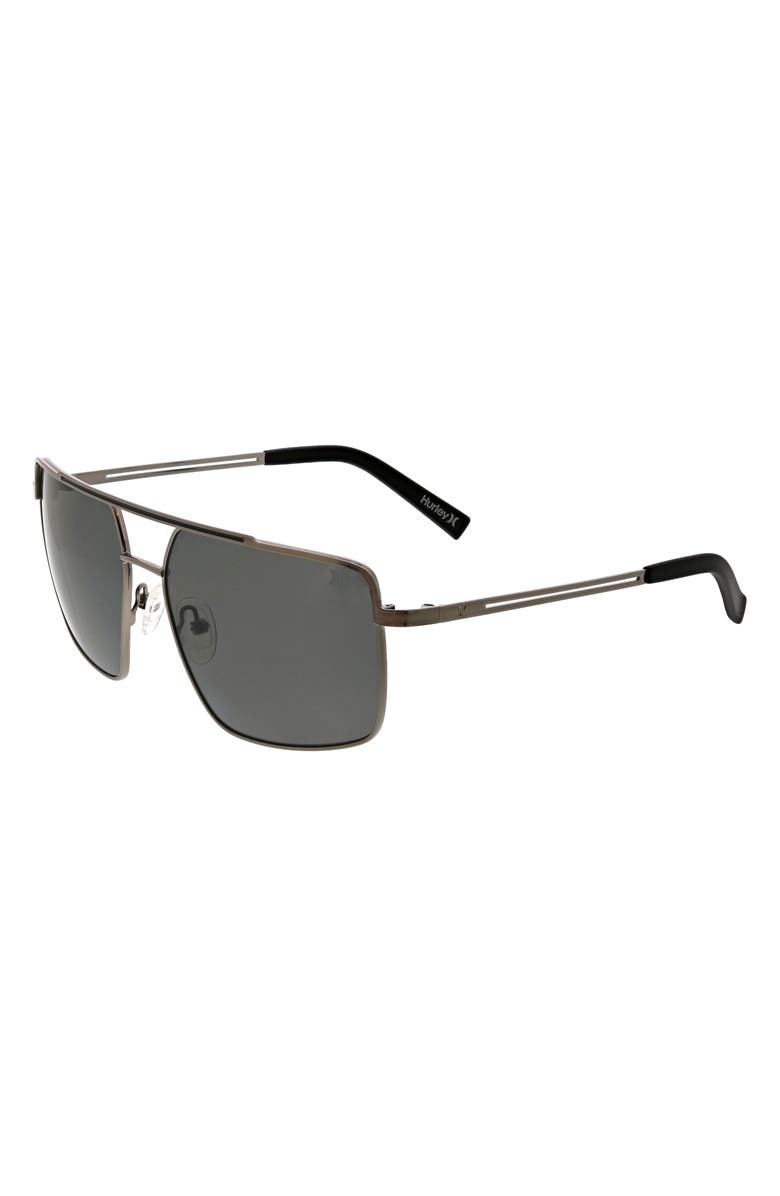 Hurley Explorer 58mm Polarized Navigator Sunglasses, Alternate, color, Gunmetal