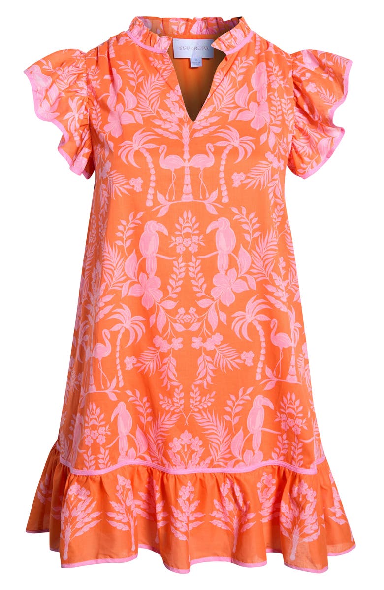 SUGARLIPS Davina Tropical Print Shift Minidress, Main, color, Pink-0Rg-Mul