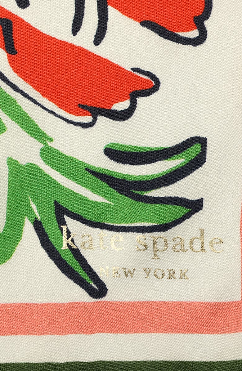 Kate Spade New York coastal scene silk square scarf, Alternate, color, 