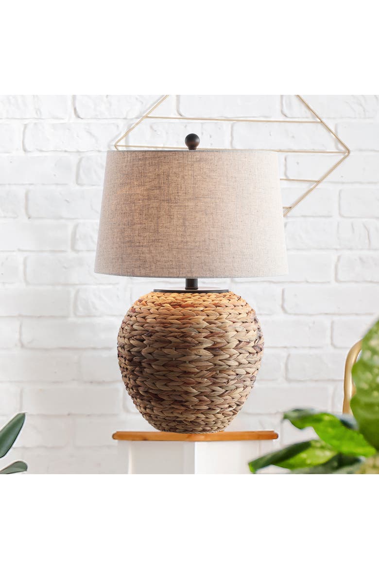 Alaro Farmhouse Coastal Water Hyacinth Basket LED Table Lamp, Main, color, Natural