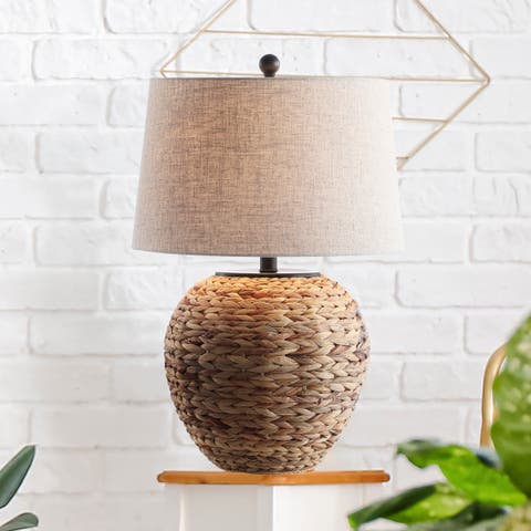 Alaro Farmhouse Coastal Water Hyacinth Basket LED Table Lamp