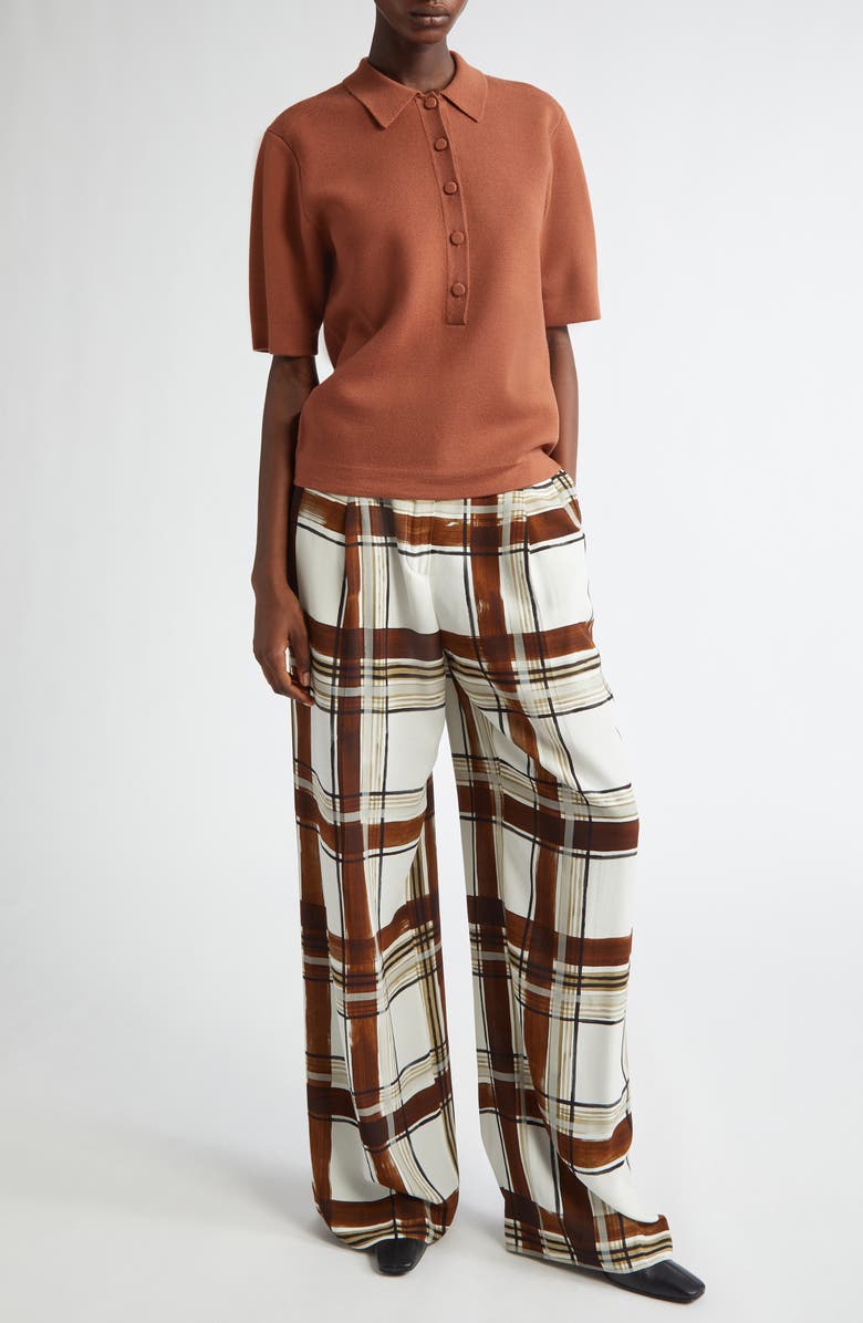 Dries Van Noten Toamsa Merino Wool Polo Sweater, Alternate, color, Light Rust