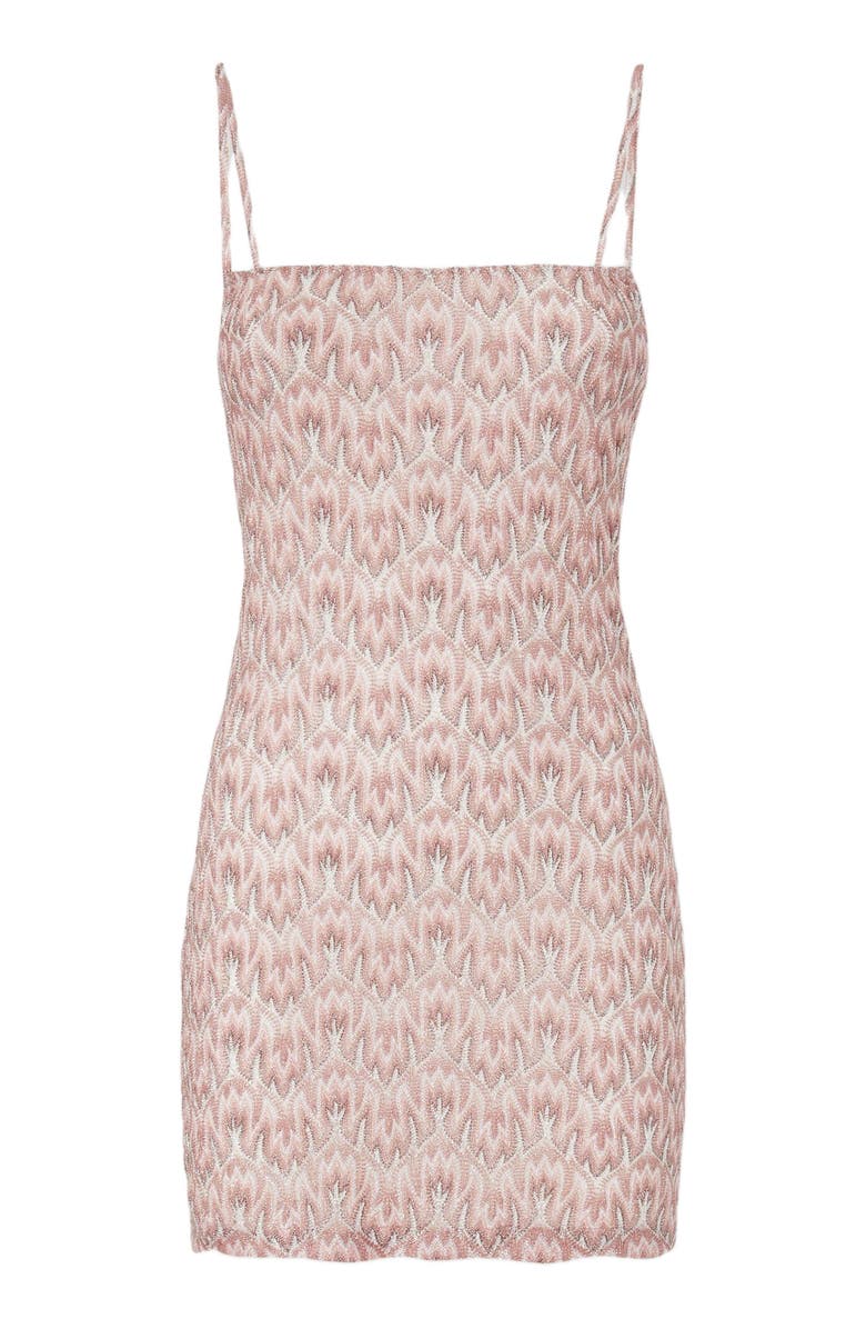 Missoni Mini Cover-up Dress In Lamé Viscose With Foliage Motif, Alternate, color, Multicoloured