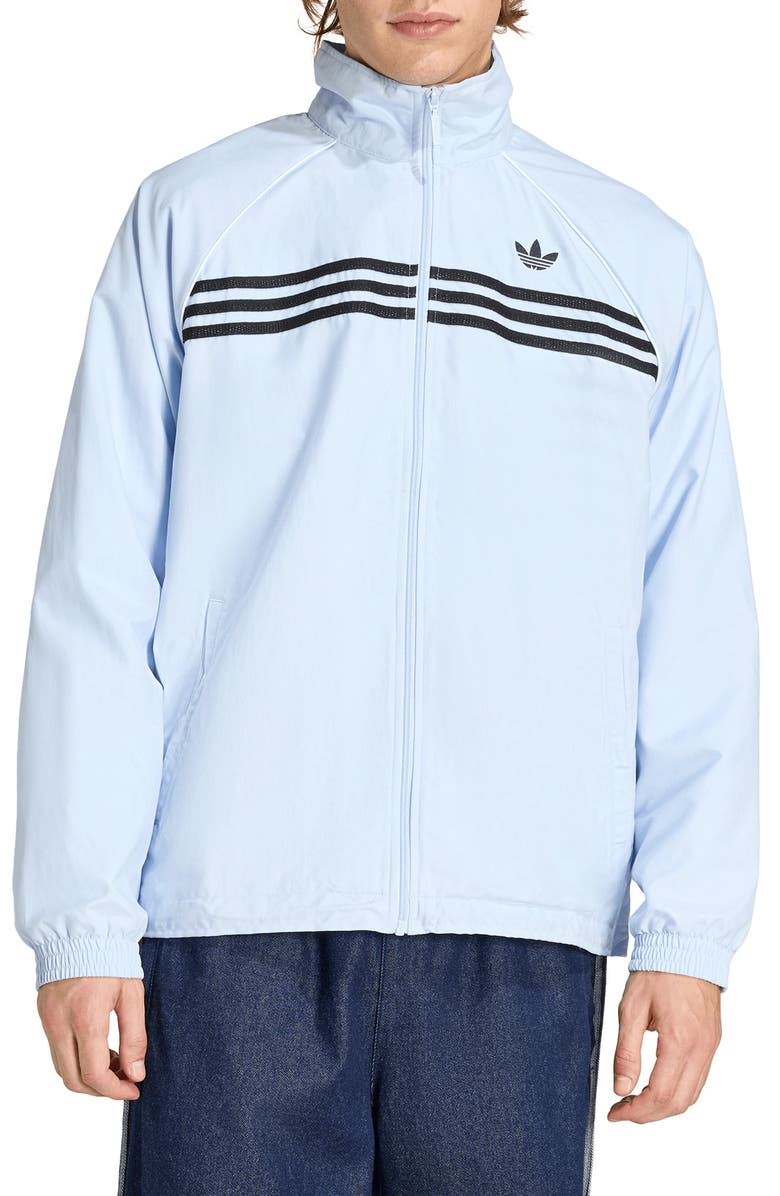adidas Chest Stripes Track Jacket, Main, color, Crystal Sky/ /