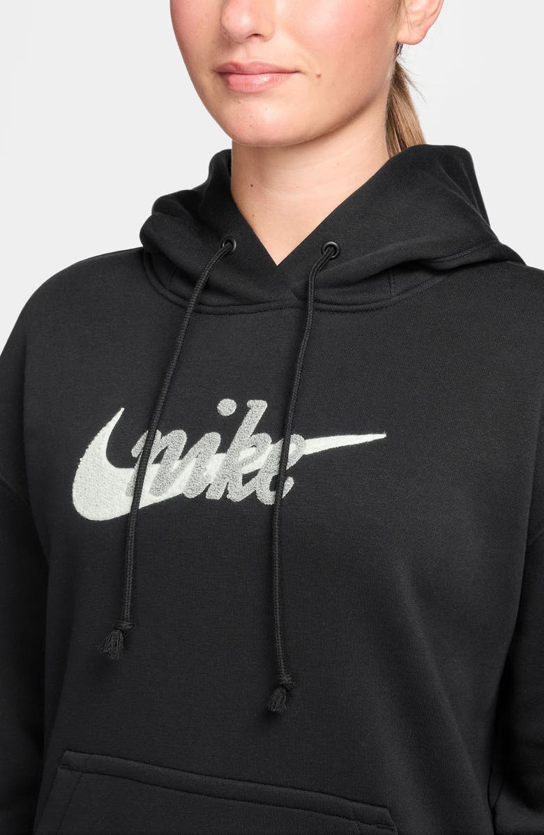 Nike Oversize Brushed Cotton Blend Fleece Hoodie, Alternate, color, Black/ Summit White