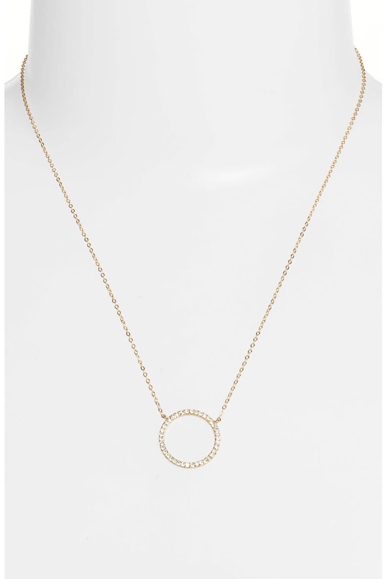 Pavé Open Circle Pendant Necklace, Alternate, color, CLEAR- GOLD