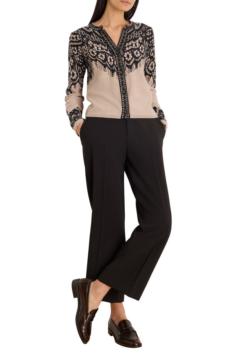 Placed Lace Print Cardigan, Alternate, color, NEUTRAL MULTI