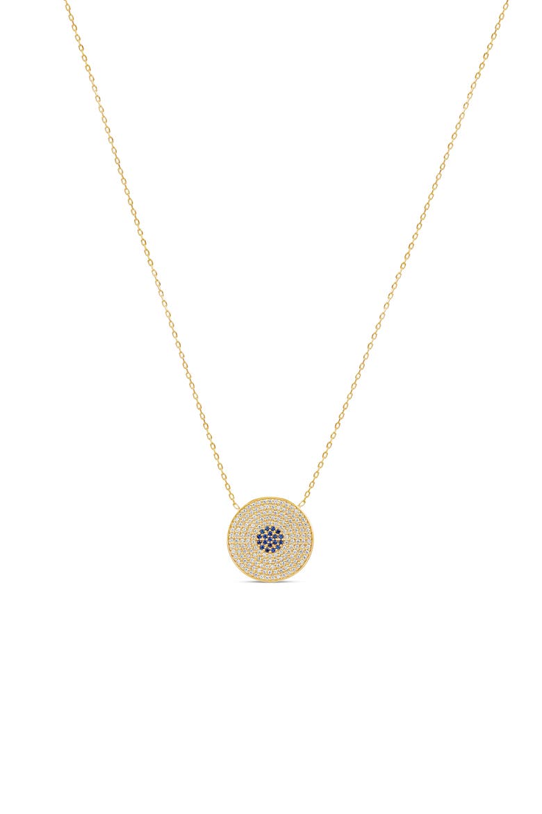 Round Pavé Evil Eye Pendant Necklace, Main, color, GOLD