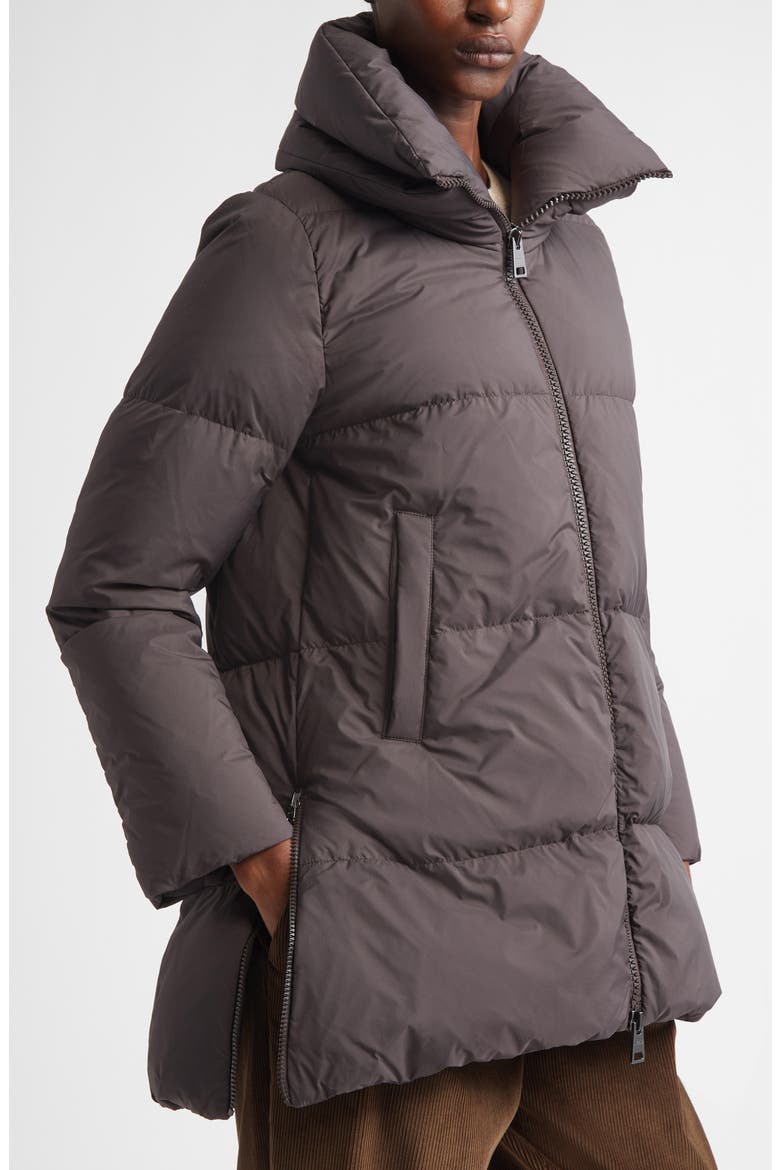 Box Quilted Water Resistant Down Coat, Alternate, color, MARRONE SCURO