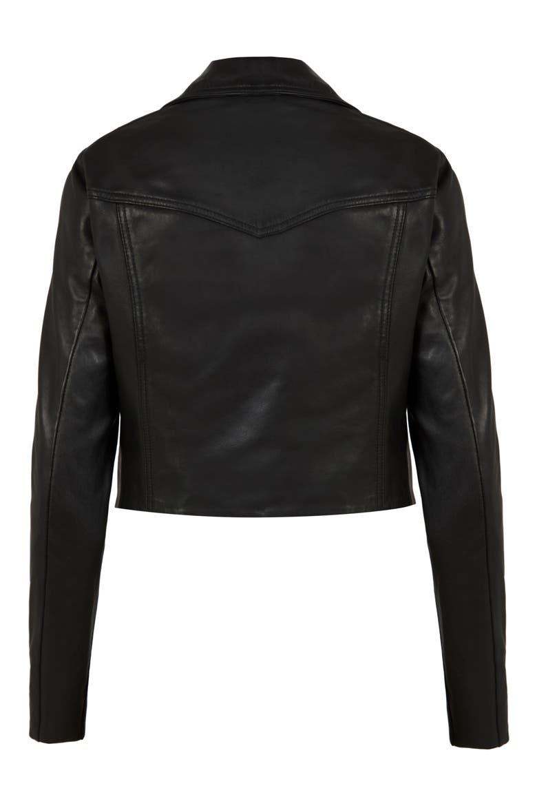 Elora Leather Biker Jacket, Alternate, color, BLACK