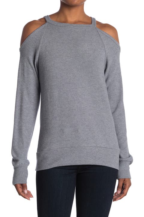 Cold Shoulder Knit Sweatshirt
