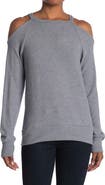 GO COUTURE Cold Shoulder Knit Sweatshirt