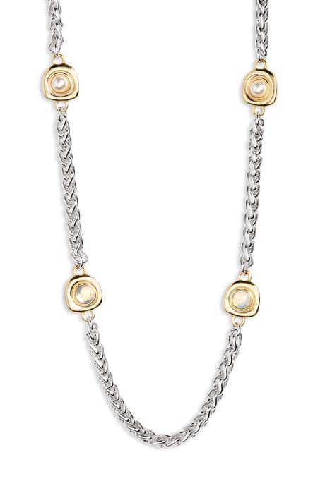 NORDSTROM RACK Faux Pearl Station Long Necklace