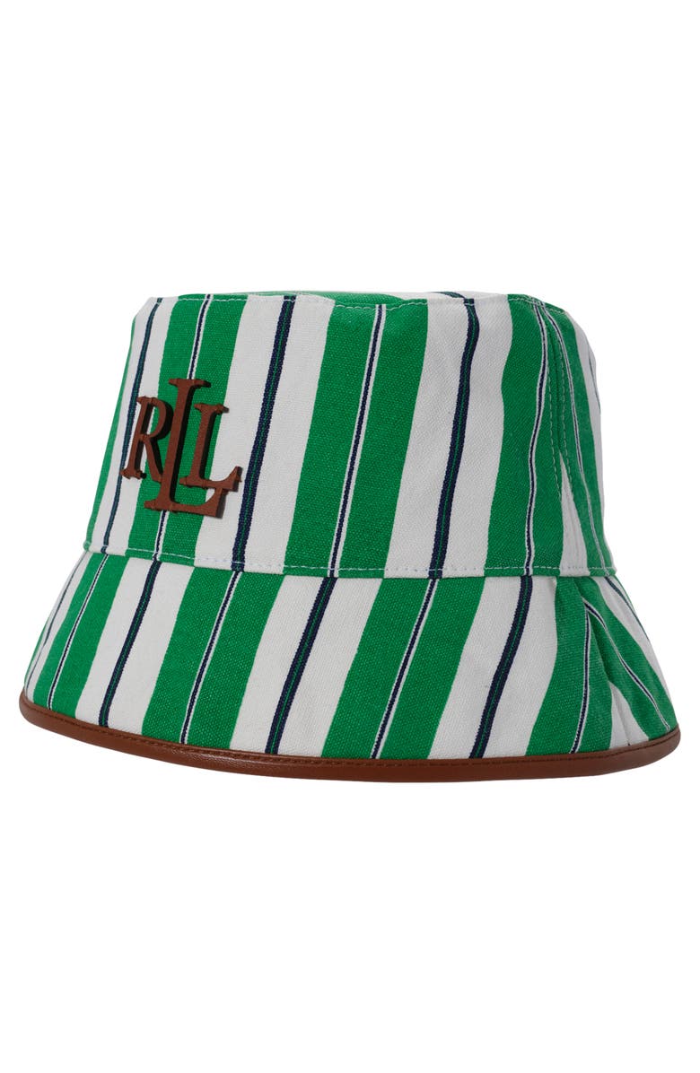 Lauren Ralph Lauren Stripe Canvas Bucket Hat, Main, color, 