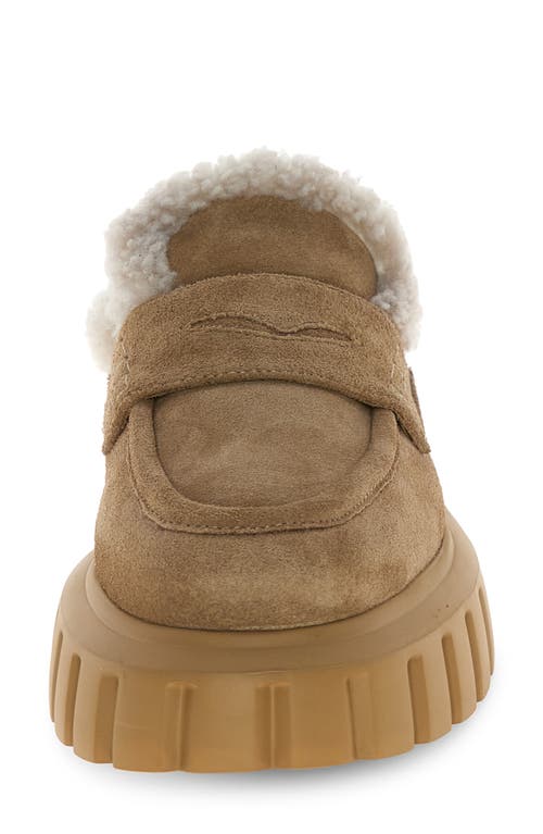 Voile Blanche Grenelle Genuine Shearling Platform Mule In Brown