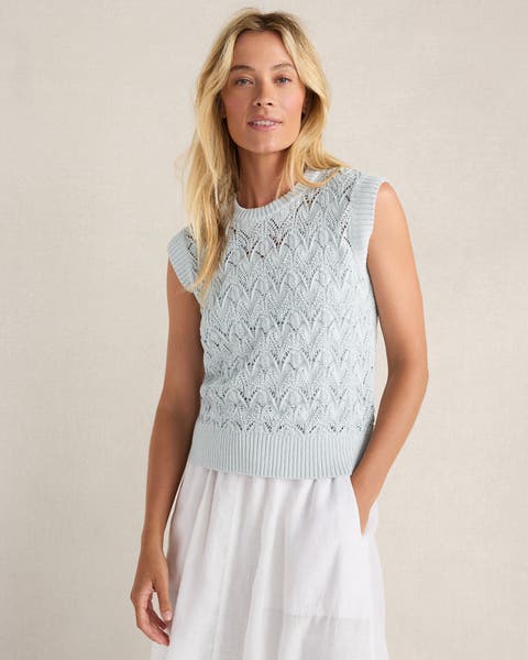 Organic Cotton Chain Pointelle Sweater Vest