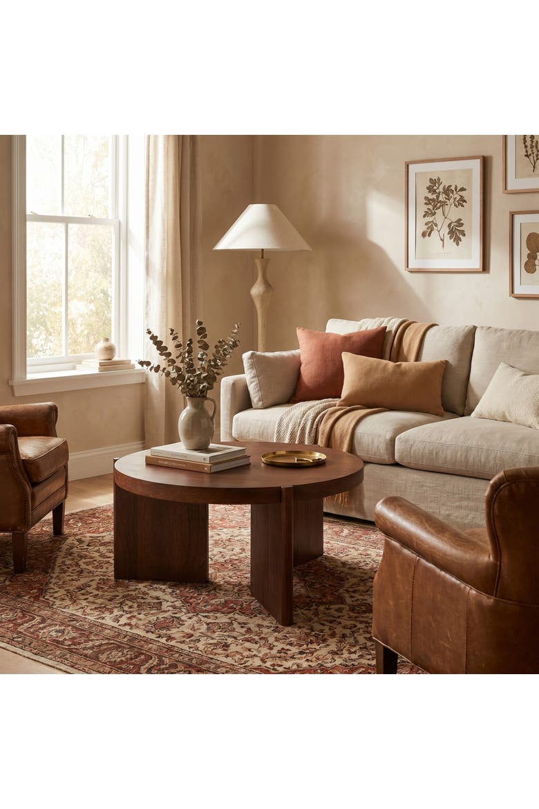 Round Coffee Table, Alternate, color, Brown