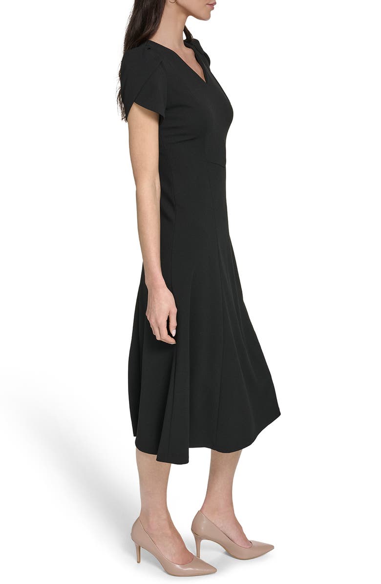 Calvin Klein Short Sleeve A-Line Midi Dress, Alternate, color, Black