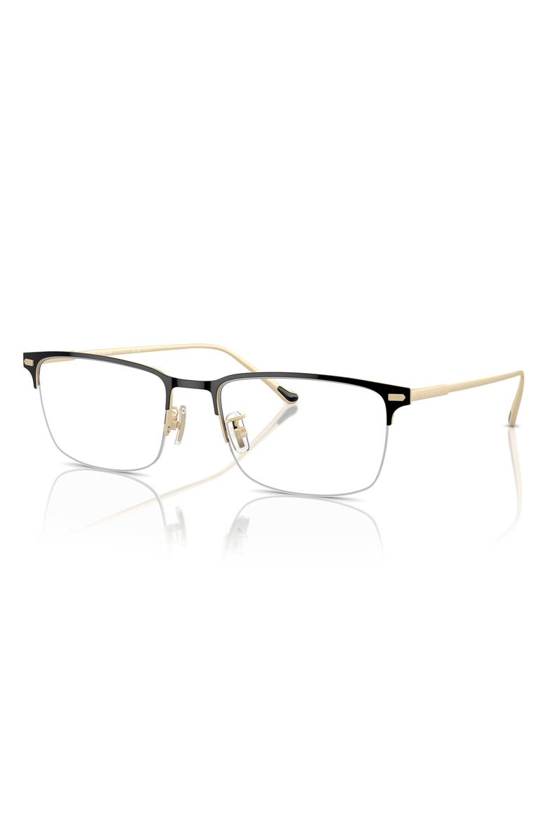 COACH 56mm Semi Rimless Rectangular Optical Glasses, Alternate, color, Black / Light Gold / Demo Lens