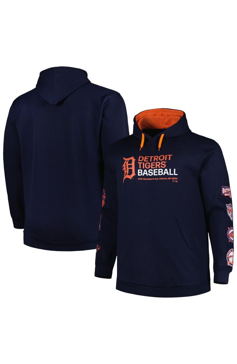 PROFILE Men's Navy Detroit Tigers Big & Tall Fleece Pullover Hoodie, Alternate, color,