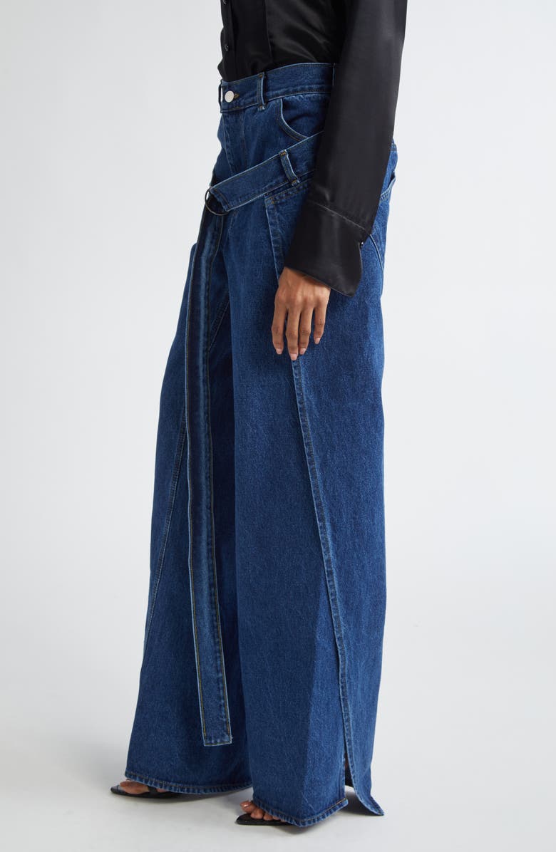 MONSE Deconstructed Wide Leg Wrap Jeans, Alternate, color, Indigo Denim