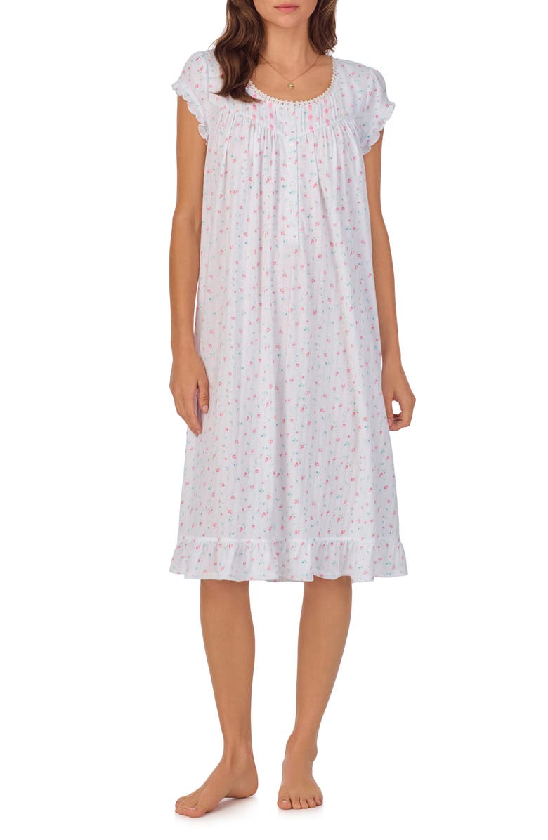Eileen West Waltz Floral Cap Sleeve Cotton Nightgown, Main, color, 