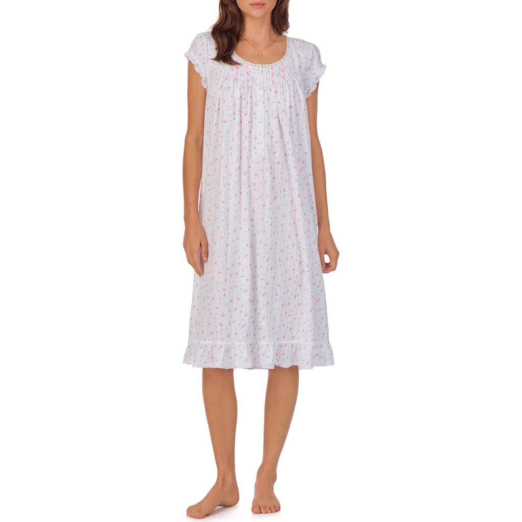 Shop Eileen West Waltz Floral Cap Sleeve Cotton Nightgown In Rose Bud Print