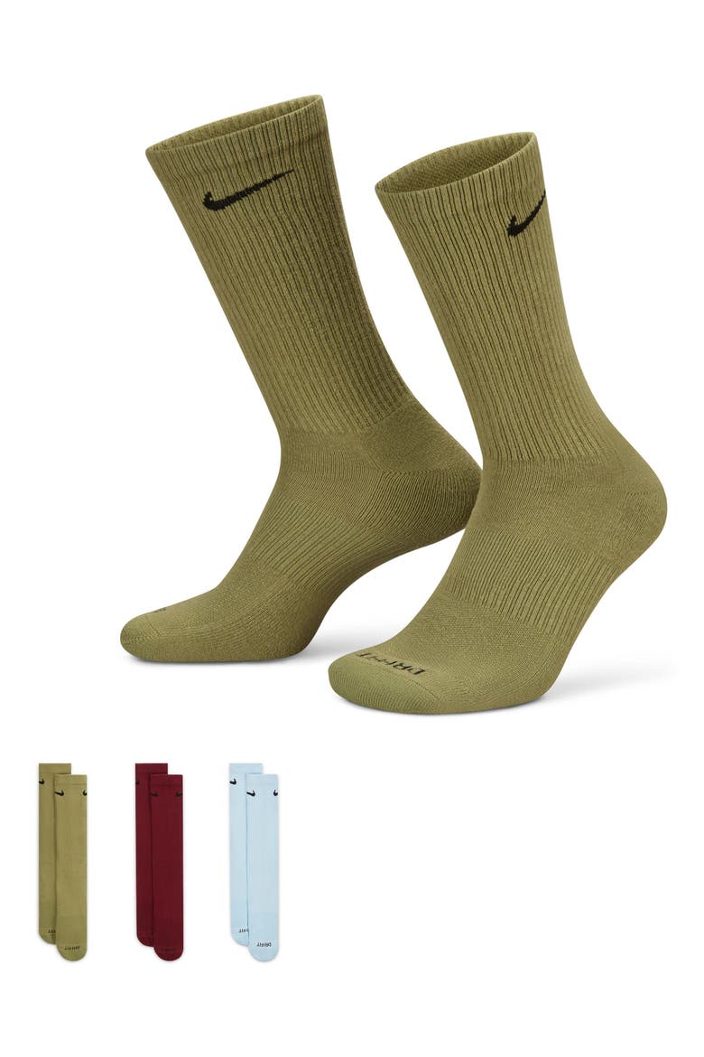 Assorted 3-Pack Everyday Plus Cushion Crew Training Socks, Alternate, color, MULTI-COLOR 928