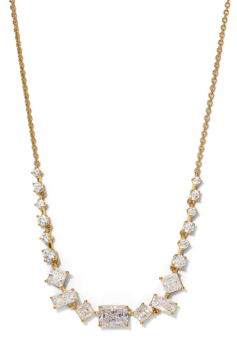 Cubic Zirconia Frontal Necklace, Main, color, GOLD