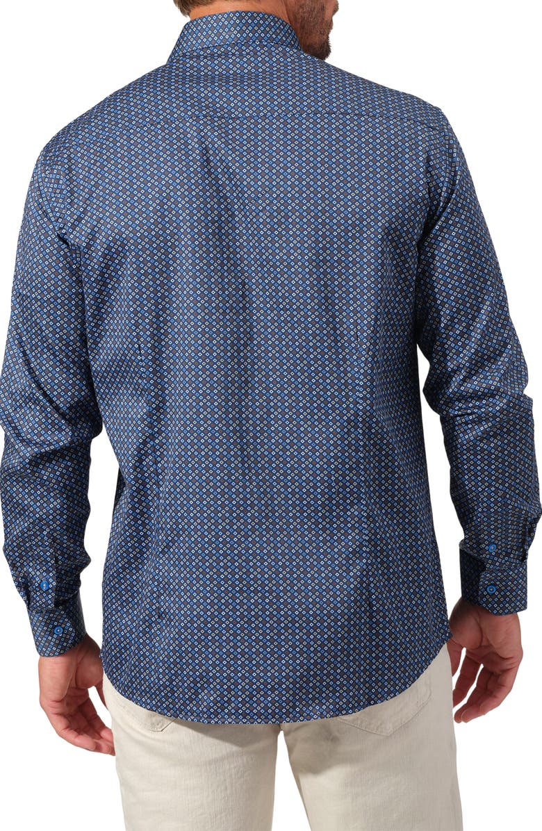 STUDIO GARNET LOS ANGELES Mosaic Print Cotton Button-Up Shirt, Alternate, color, Navy