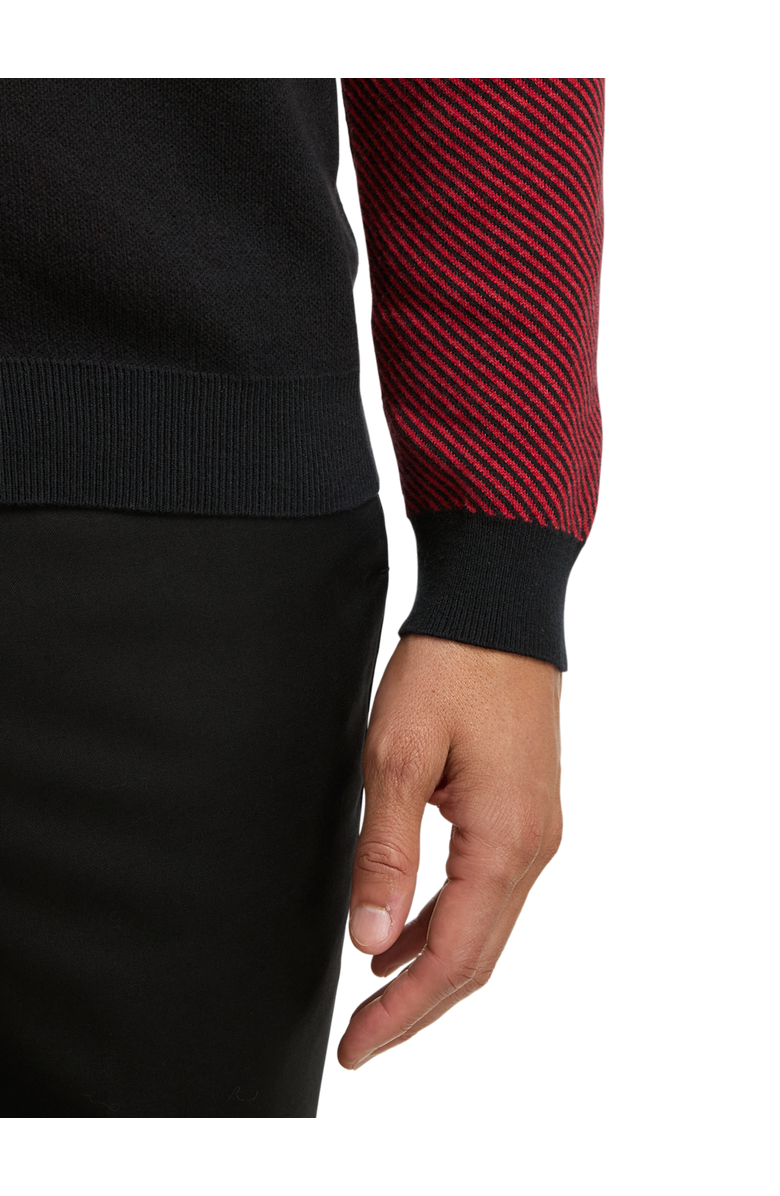 Paul Fredrick Cotton Full Zip Mock Neck Sweater, Alternate, color, Red/Black