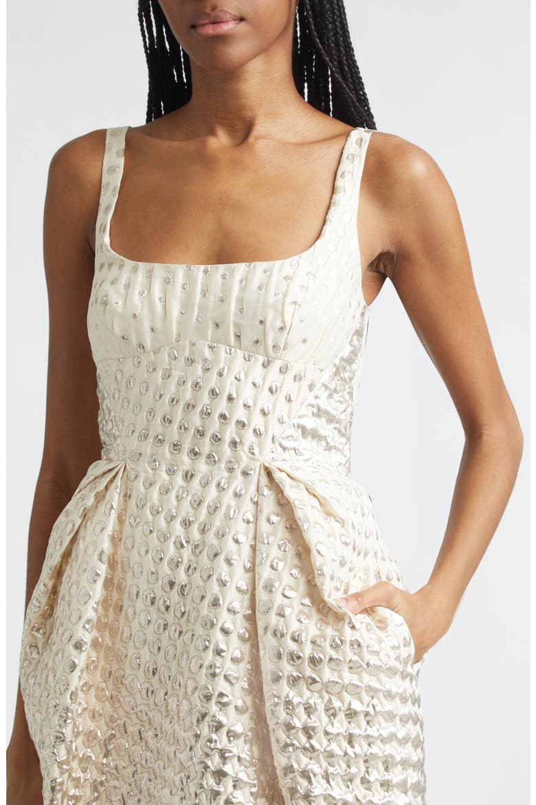 Halftone Dot Jacquard Gown, Alternate, color, MAGNOLIA