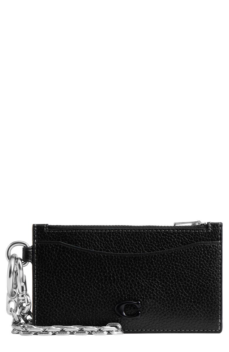 COACH Leather Zip Card Case, Main, color, 