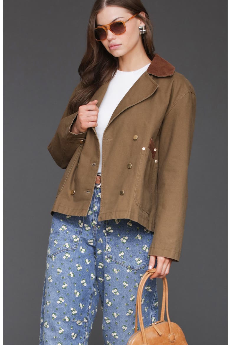 Cotton Twill Heritage Peacoat, Alternate, color, THYME
