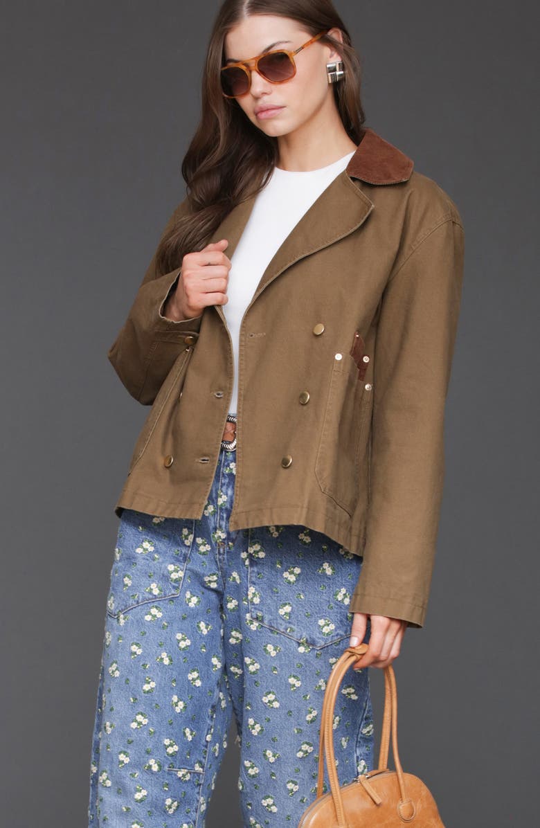 Avec Les Filles Cotton Twill Heritage Peacoat, Alternate, color, Thyme