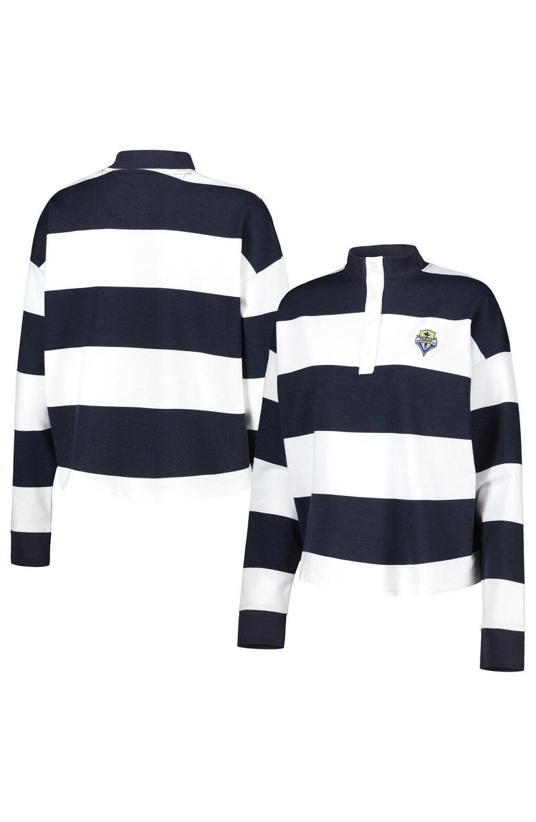 ANTIGUA Women's Antigua  White Seattle Sounders FC Radical Rugby Stripe Long Sleeve T-Shirt, Alternate, color, 