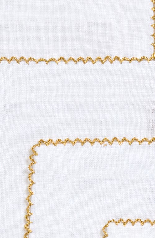 Tina Chen Designs Picot Edge Set Of 4 Linen Cocktail Napkins In Gold