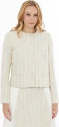 Gizia Button-Front Long-Sleeve Short Layering Jacket