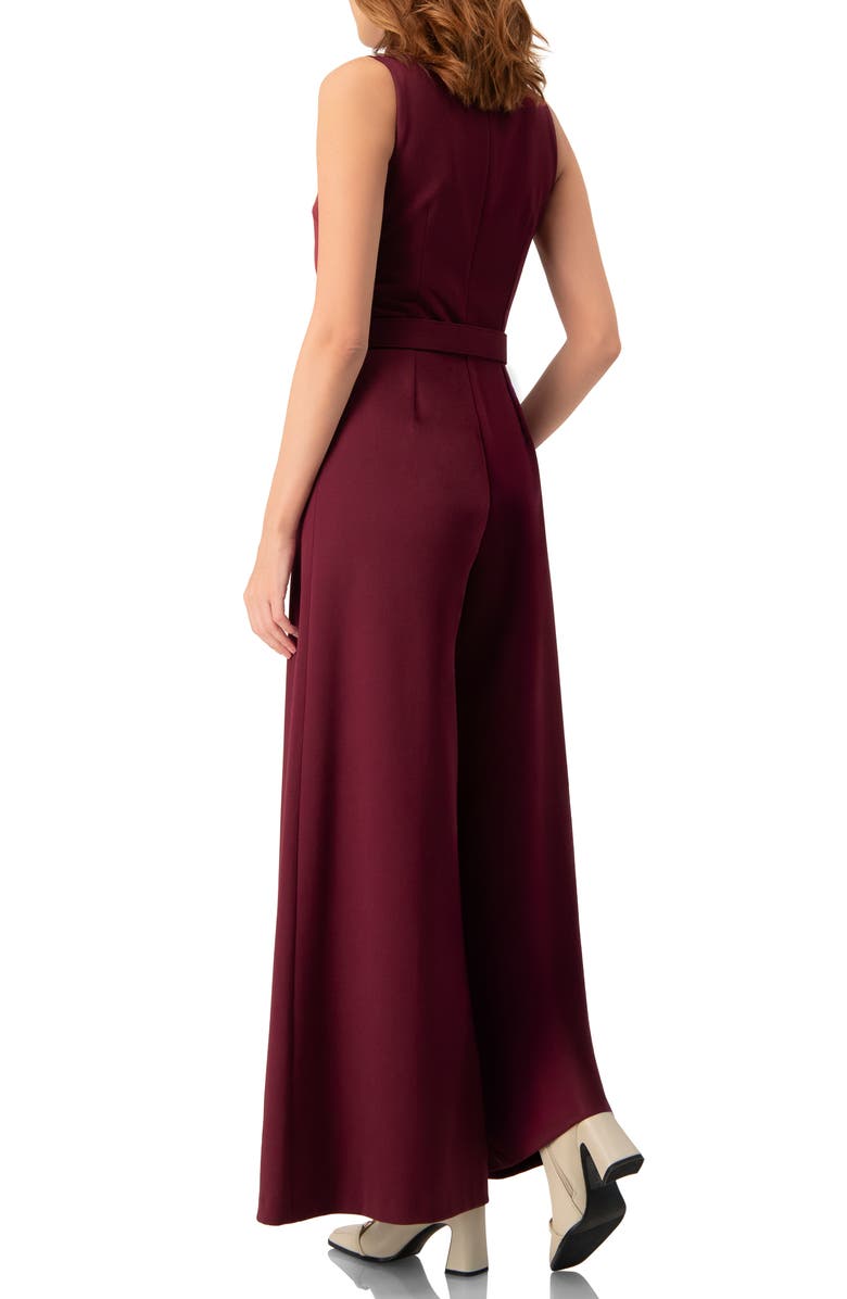 IVONNE Sleeveless High Neck Jumpsuit with Belt, Alternate, color, Wine