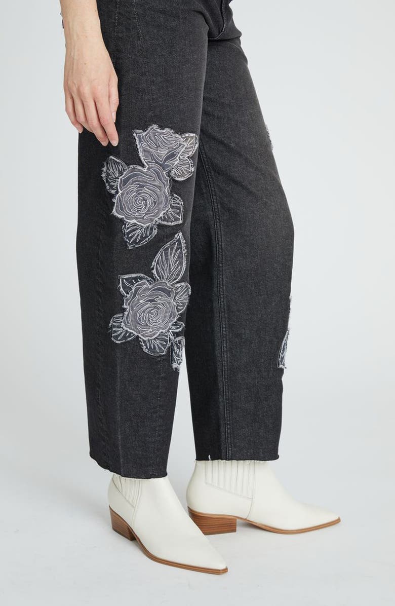 Driftwood Parker Rose Patchwork Barrel Leg Jeans, Alternate, color, Black