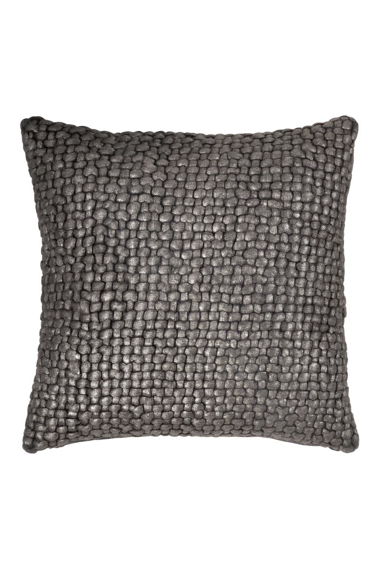 Metallic Basket Weave Accent Pillow, Main, color, CHARCOAL