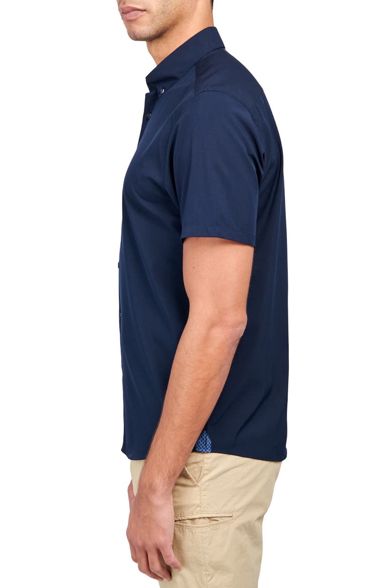 Slim Fit Solid 4-Way Stretch Performance Shirt, Alternate, color, NAVY
