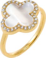 BY ADINA EDEN CZ Pave Outlined Four Leaf Clover Stone Ring
