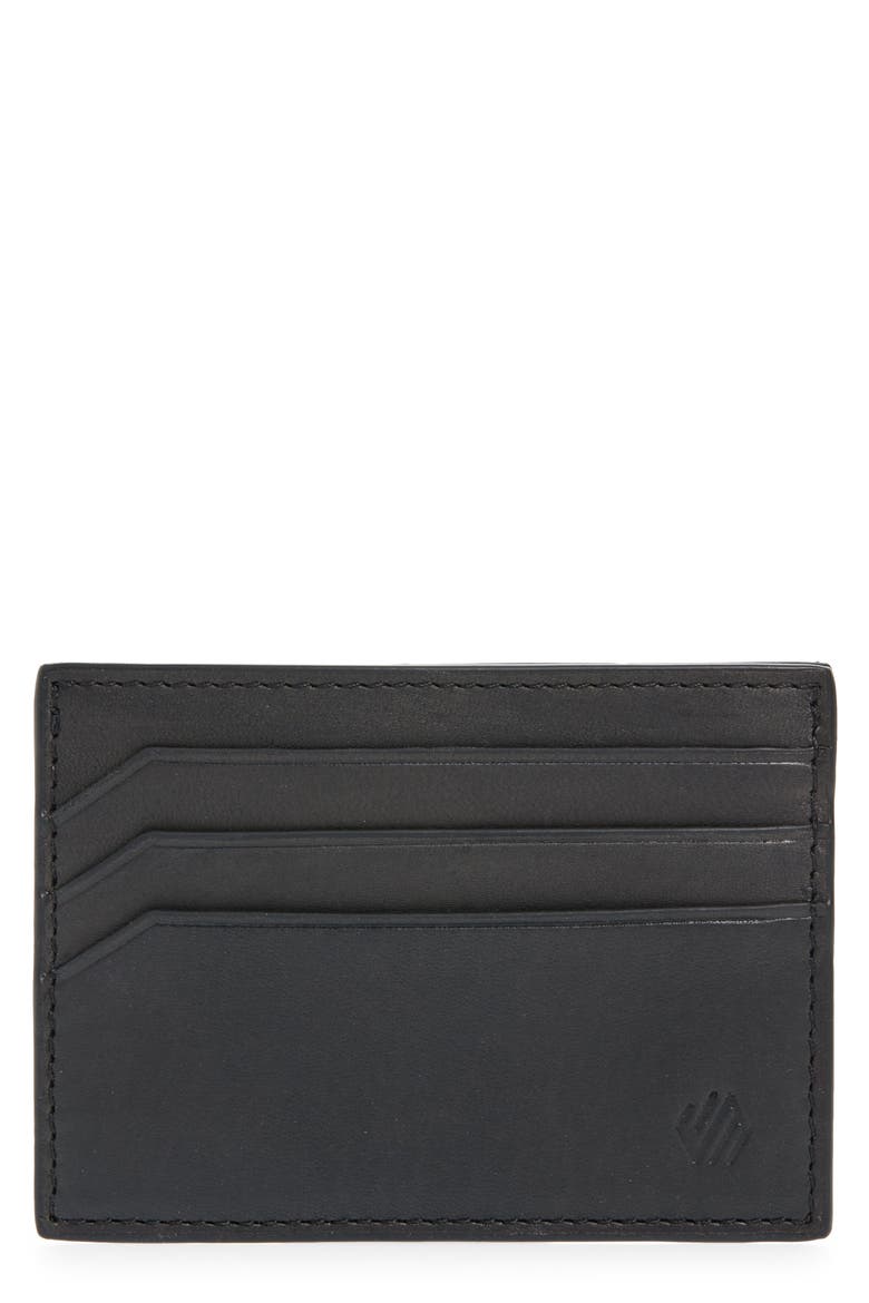 RFID Leather Card Case, Main, color, BLACK